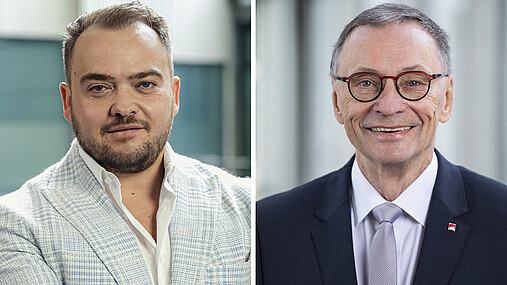 Foto zum Thema "allgemeine Dienstpflicht": Zu sehen sind Matthäus Fandrejewski, Vorsitzender der dbb jugend, und Horst Günther Klitzing, Vorsitzender der dbb bundesseniorenvertretung.